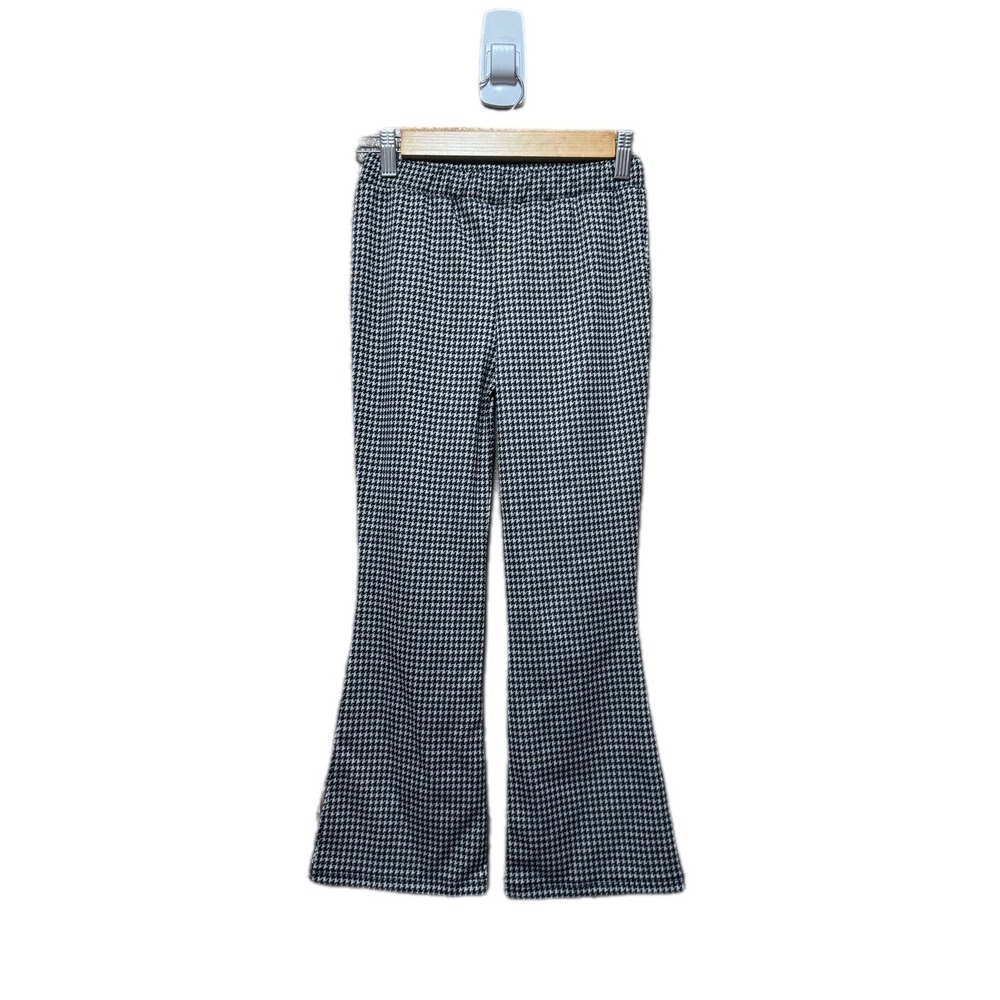 btween Houndstooth Flare Pants Kids Size 7 Black White Excellent Bell Bottoms